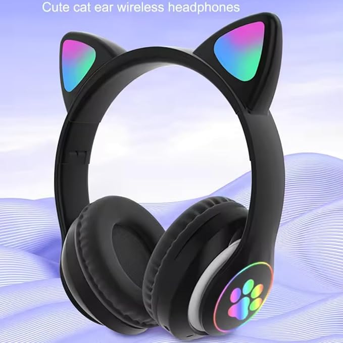 Kids Bluetooth Headphones, Foldable Wireless Headset for Kids, Bluetooth 5.3 Over-Ear Headphones with Mic, LED Lights Up,85dB Volume Limited,Girls Boys Wireless Headphones for Travel iPad Tablet
