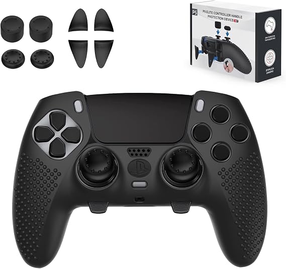 PS5 Edge Controller Cover - Protective Case for PlayStation 5 Edge with 4PCS Thumb Grip Caps & L2 R2 Trigger Extender (PS5 Edge)