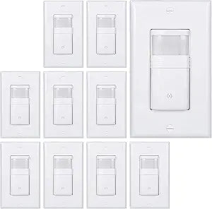 Motion Sensor Light Switch, 10 Pack, White