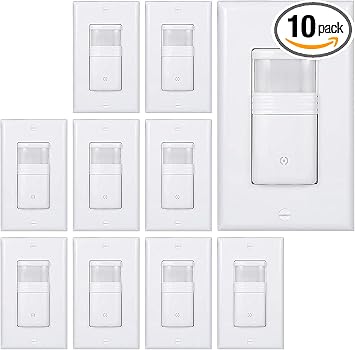 Motion Sensor Light Switch, 10 Pack, White