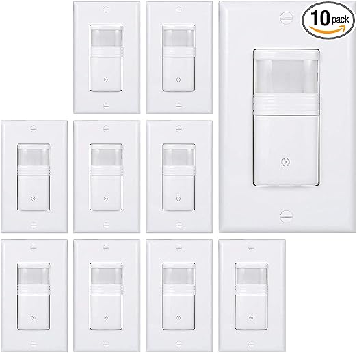 Motion Sensor Light Switch, 10 Pack, White