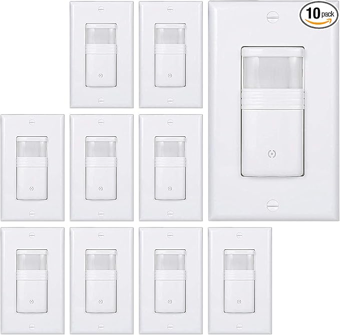 Motion Sensor Light Switch, 10 Pack, White