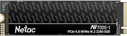 Netac 1TB PCIe Gen4x4 M.2 SSD Up to 7,300 MB/s NVMe Internal SSD with Aluminum Heatspreader High-Performance Storage for Desktop and Laptop PCs Works with PS5, NV7000-t