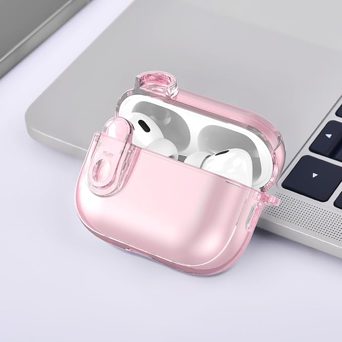 (with Lock) Clear Case Compatible for Cute Apple Airpods Pro 1/2 Cases Women, VISOOM TPU Transparency Air pods Pro 1st 2nd Generation Earbuds Case Bling Keychain for Airpod iPod Pro2/1
