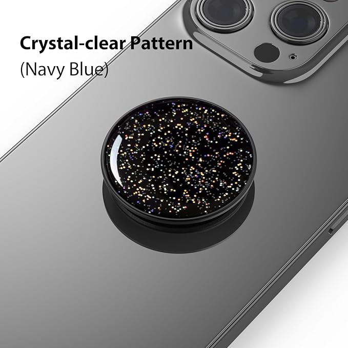 Phone Grip Holder, Phone Ring Holder Finger Kickstand, Adjustable Metal Cell Phone Rings Gripper Stand Work with Magnetic Car Mount for iPhone Samsung &Other Phones - Sky Black
