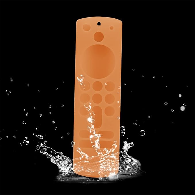 Stick 4k Max Case for TV Stick 3rd Gen 2021 Glow in The Dark, Orange Voice TV Remote Protective Silicone Cover with Lanyard- LEFXMOPHY