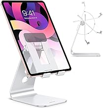 OMOTON T2 Tablet Stand for Desk, Aluminum Holder for iPad Pro/Air, Silver