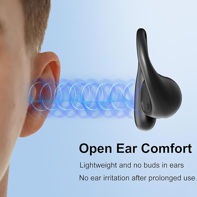 Joyico Wired Open Ear Headphones with Microphone, Volume Control, Wrap Around Ear Hook & Case, Over Ear Earbuds for Sport Running, On Ear Out of Ear Earphones Comfortable for Sensitive & Small Ears