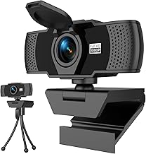 Full HD 1080P Webcam with Dual Microphones & Privacy Cover for PC, Desktop, Laptop, Plug&Play USB Computer Camera with Auto Light Correction for Zoom/Teams/Skype, Conferencing and Live Streaming