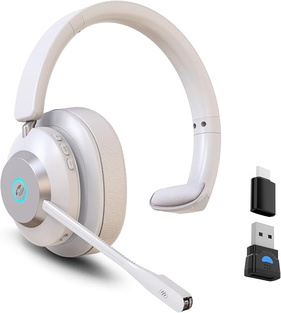 Earbay Bluetooth Headset with Microphone for Truck Drivers, with AI Noise Canceling, One Mute Button, Bluetooth & USB Dongle Connection, Wireless Headset for Work, Office, Call Centers,Phones,PC