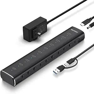 RSHTECH 10-Port Powered USB C 3.2 Hub, 10Gbps USB-C Extender Hub, RSH-H10C - Image 1