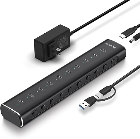 RSHTECH 10-Port Powered USB C 3.2 Hub, 10Gbps USB-C Extender Hub, RSH-H10C - Image 3