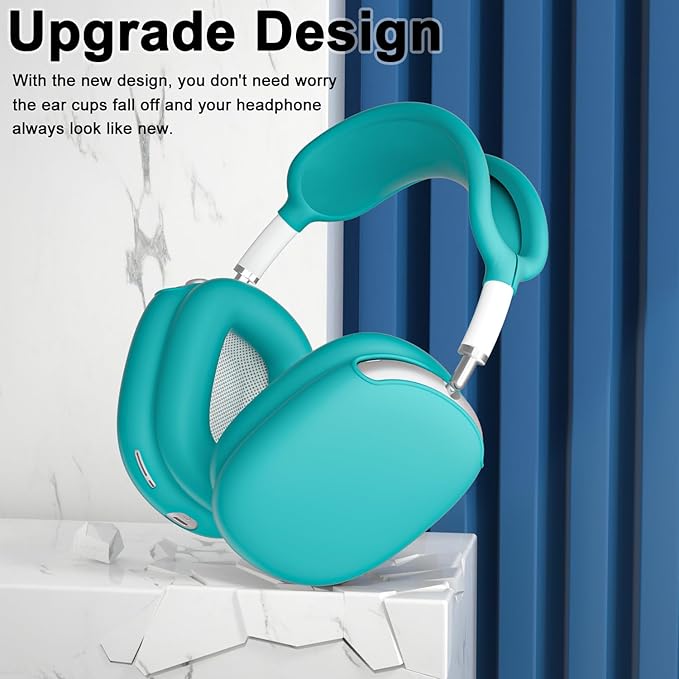 ATUAT for AirPods Max Headphones Case, Protective Silicone Case Cover Skin Accessories Anti-Scratch for Women Men for Apple AirPods Max 2024/2020 (USB-C/Lightning), Teal