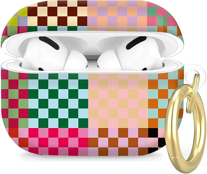 Compatible with Airpod Pro 2nd/1st Generation,360° Full Protection Cover for Girl Women,Hard Case Portable & Shockproof for Airpod Pro 2nd Charging Case 2023/2022/2019(Checkered Colorful)