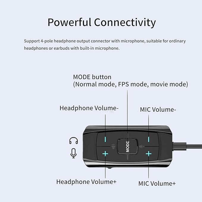 USB to Auditory Adapter with Virtual 7.1 Surround Sound Enhances Gaming On PC Headsets Quiet Controls USB Sound Card