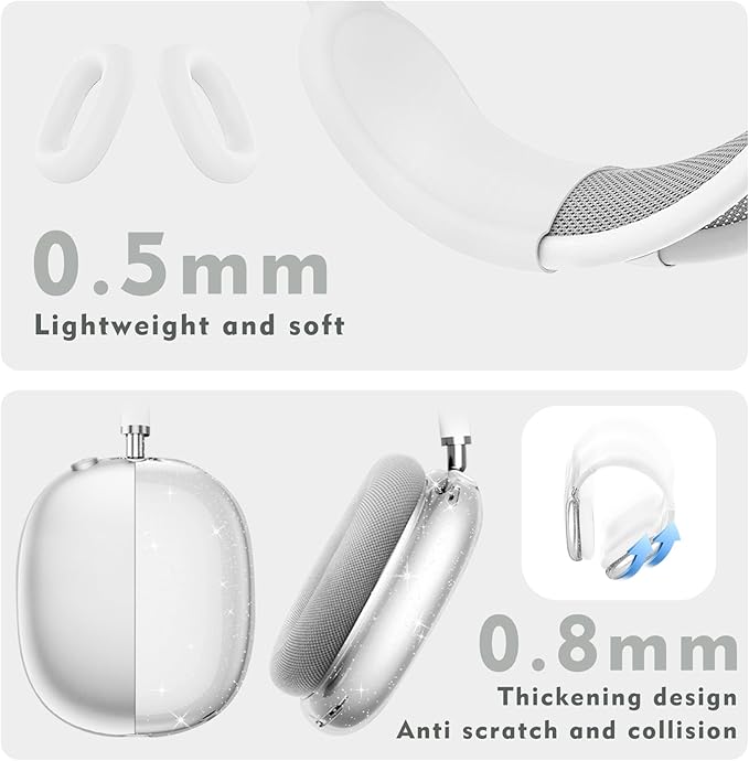 for AirPods Max case Cover,Anti-Scratch Ear Pad Case Cover/Ear Cups Cover/Headband Cover for AirPods Max. Clear Soft TPU and Silicone,Skin Scratch Proof.
