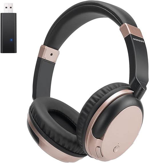 Wireless TV Headphones with Bluetooth USB Transmitter - Rose Gold