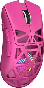 Aula SC620 Wireless Gaming Mouse, Tri-Mode 2.4GHz/USB-C/BT5.3 Computer Mouse with 12000 DPI, Programmable Macro Gamer Mouse with Rapid Fire Key, RGB Light Gaming Mice for PC/Laptop/Mac(Hot Pink)