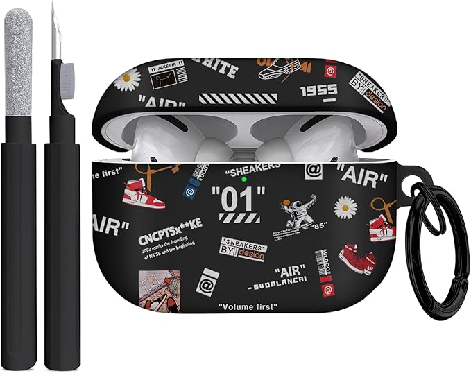 Compatible Airpods Pro 3rd Generation Case(2025),Cool Design Shoe Print Soft Silicone Protective Cases for Apple AirPods Pro 3 Case,Airpod Pro 3 Cover with Lanyard & Keychain for Men/Boy