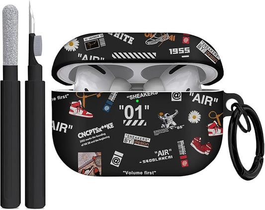 Compatible Airpods Pro 3rd Generation Case(2025),Cool Design Shoe Print Soft Silicone Protective Cases for Apple AirPods Pro 3 Case,Airpod Pro 3 Cover with Lanyard & Keychain for Men/Boy