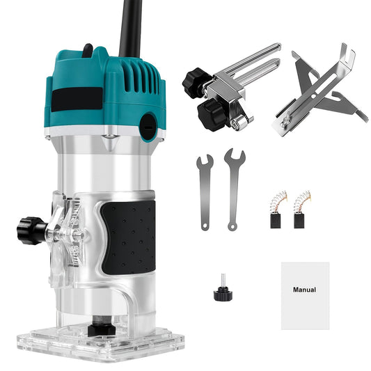 Wood Router, 110V 800W Compact Wood Router Tool 30000R/MIN Hand Compact Router Tools for Woodworking Slotting Trimming