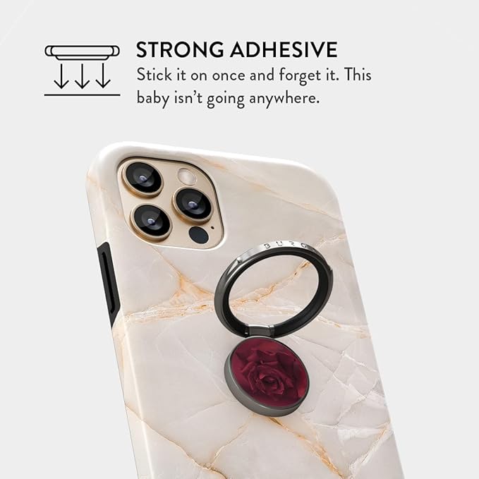 BURGA Cell Phone Ring, Holder Grip and Stand - Finger Phone Grip for Back of Smartphone Case, Kickstand 360 Rotation, Universal Ring for iPhone Samsung Galaxy Huawei Google Pixel, Stylish Accessories