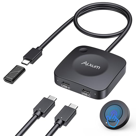 Alxum 20Gbps USB C Switch 2 Computers for USB-C/Thunderbolt 4 Monitor/Dock