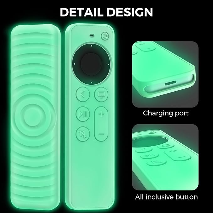 AhaStyle Protective Case for 2021 Apple TV Siri Remote 4k, Anti-Slip Silicone Cover Skin Compatible with Apple TV Remote/Siri Remote [2nd Generation](Glow Blue)