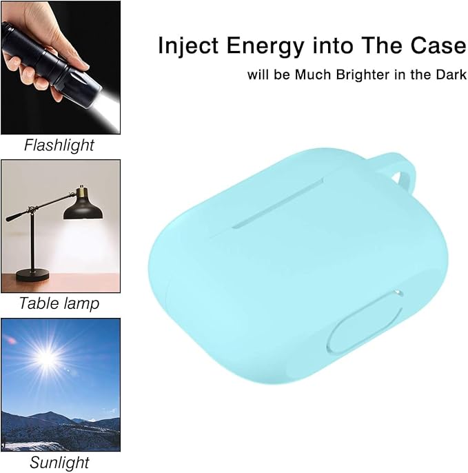 Lerobo Compatible with AirPods Pro Case Cover,Pretty Night Glow Silicone Case Cover Compatible with Apple AirPods Pro 2nd Gen with Keychain, Front LED Visible, Nightglow Blue