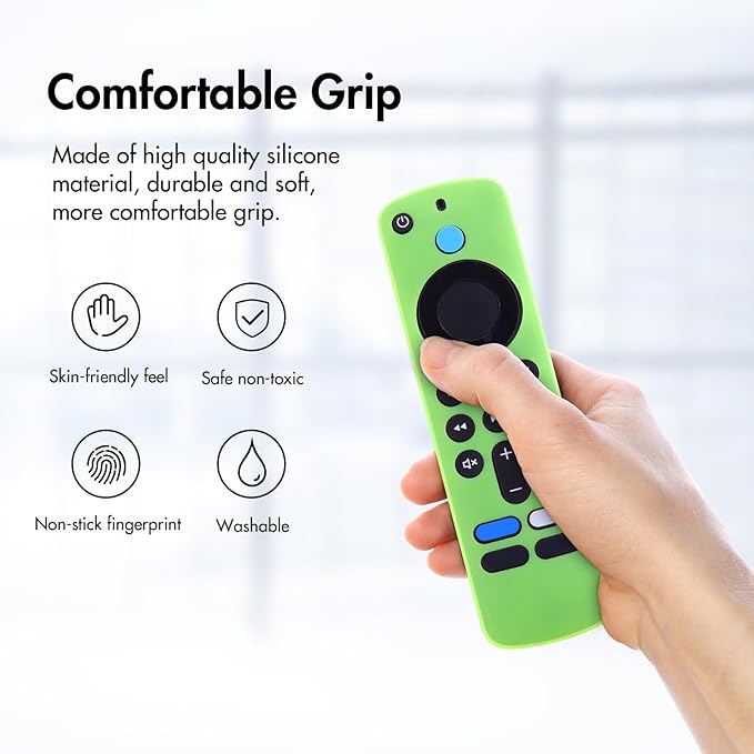 LEFXMOPHY Glow Cover for TV Stick HD / 4K (2024 Model) Wi-Fi 6 4 K Voice Remote Control Silicone Green Case with Lanyard