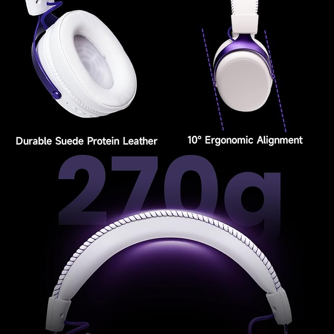 Akko Verge S9 Ultra Lightweight Wireless Gaming Headset, Quad Mode 2.4G, BT, Wired Connectivity Headset with Noise Cancelling Mic, Compatible with PS PC Phone, Design for Comfort White