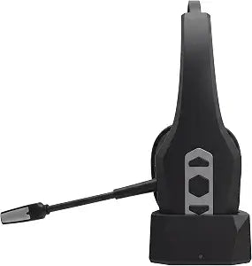 Wireless Hands-Free Headset with Noise Canceling Mic & Mute Button, Trucker Bluetooth Headset with Charging Base, 56Hrs Working Time PC Headsets for Truck Driver, Cell Phone, Computer (Black)