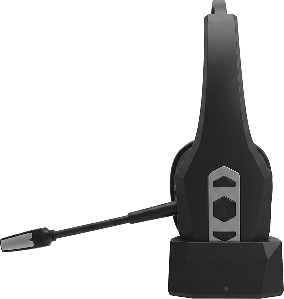 Wireless Hands-Free Headset with Noise Canceling Mic & Mute Button, Trucker Bluetooth Headset with Charging Base, 56Hrs Working Time PC Headsets for Truck Driver, Cell Phone, Computer (Black)