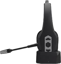 Wireless Hands-Free Headset with Noise Canceling Mic & Mute Button, Trucker Bluetooth Headset with Charging Base, 56Hrs Working Time PC Headsets for Truck Driver, Cell Phone, Computer (Black) - Image 1