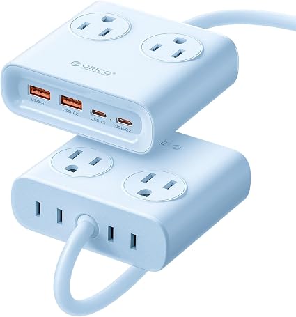 ORICO 25W GaN Power Strip with USB Ports, 8-in-1 Charging Station