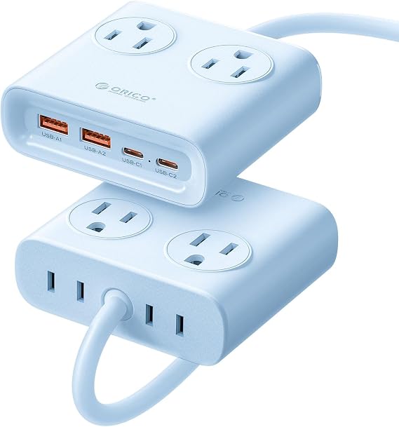 ORICO 25W GaN Power Strip with USB Ports, 8-in-1 Charging Station