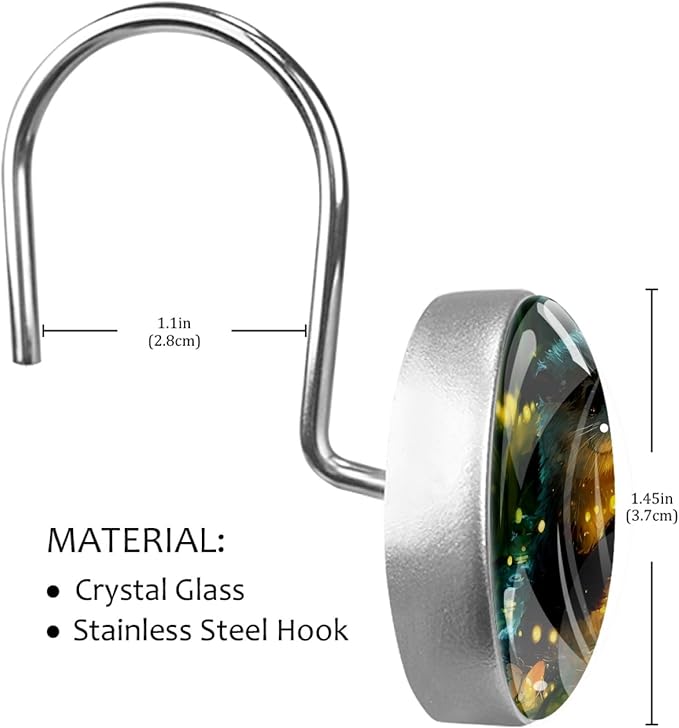 Cute Otter Shower Curtain Hooks Rings, Stainless Steel Rust Proof Shower Curtain Hooks, Decorative Shower Hooks for Bathroom Shower Rods Curtains, Set of 12