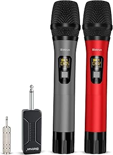 Bietrun UHF Wireless Microphone with 1/4'' Plug Rechargeable Receiver, 160 Feet, Professional Metal Dual Handheld Cordless Dynamic Mic System for Karaoke, Wedding, Singing, DJ, Party, Speech, Church - Image 1