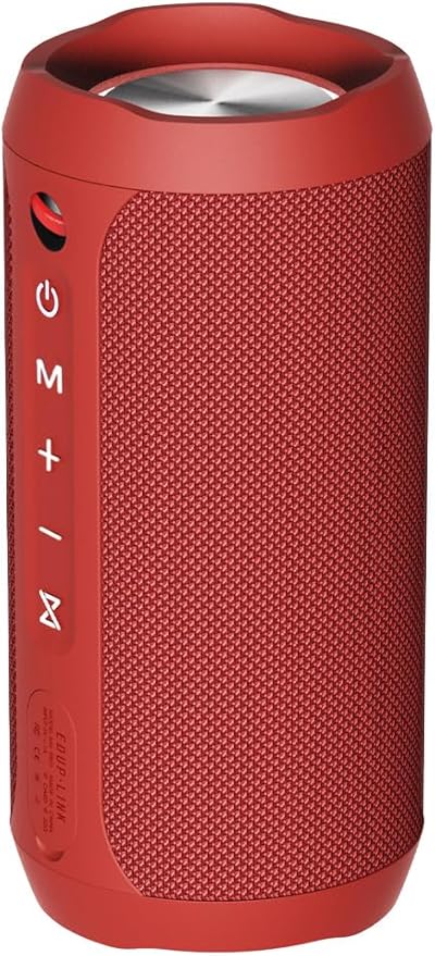 EDUPLINK Bluetooth Speaker IPX7 Waterproof Wireless Speaker with Bass 20H Playtime TWS Stereo Pairing Portable Outdoor Speakers for Beach Camping Travel Gifts for Women Girls Girlfriend Teens Red