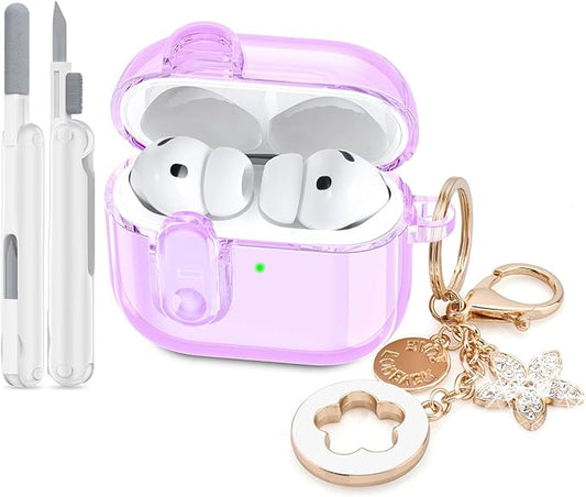Clear Case for Airpods Pro 3 Case 2025 Women, VISOOM Clear New Apple AirPods iPods Pro3 Cases Protector Cover Cute Transparent Air pods Ipod Pro 3rd Gen Cases With Lock/Keychain/Cleaning Kit for women