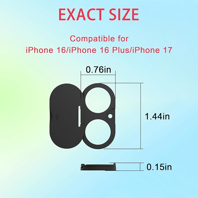 Phone Camera Lens Cover Compatible for Phone 17/16/16 Plus,Camera Lens Protector to Protect Privacy and Security,Strong Adhesive Black-2 Pack
