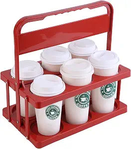 musbus Reusable Drink Carrier with Handle for Food Delivery Drivers, Portable Cup/Coffee Holder Accessories for Delivery, Foldable Drinks Caddy with Tray, Car Durable Plastic Festive Bottle, Vacation