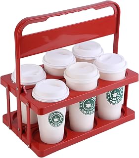 musbus Reusable Drink Carrier with Handle for Food Delivery Drivers, Portable Cup/Coffee Holder Accessories for Delivery, Foldable Drinks Caddy with Tray, Car Durable Plastic Festive Bottle, Vacation