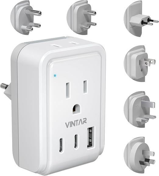 VINTAR Universal Travel Adapter Kit, Type A,C,G,D,I,M Detachable Attachment