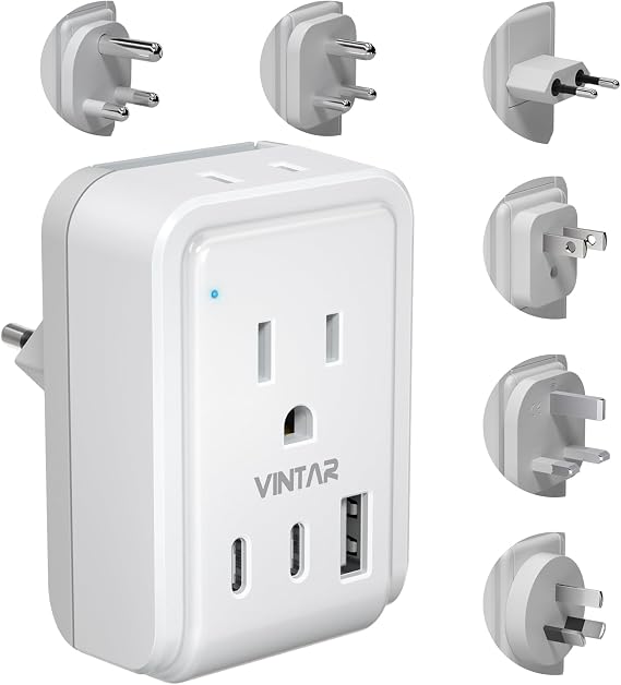 VINTAR Universal Travel Adapter Kit, Type A,C,G,D,I,M Detachable Attachment