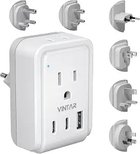 VINTAR Universal Travel Adapter Kit, Type A,C,G,D,I,M Detachable Attachment