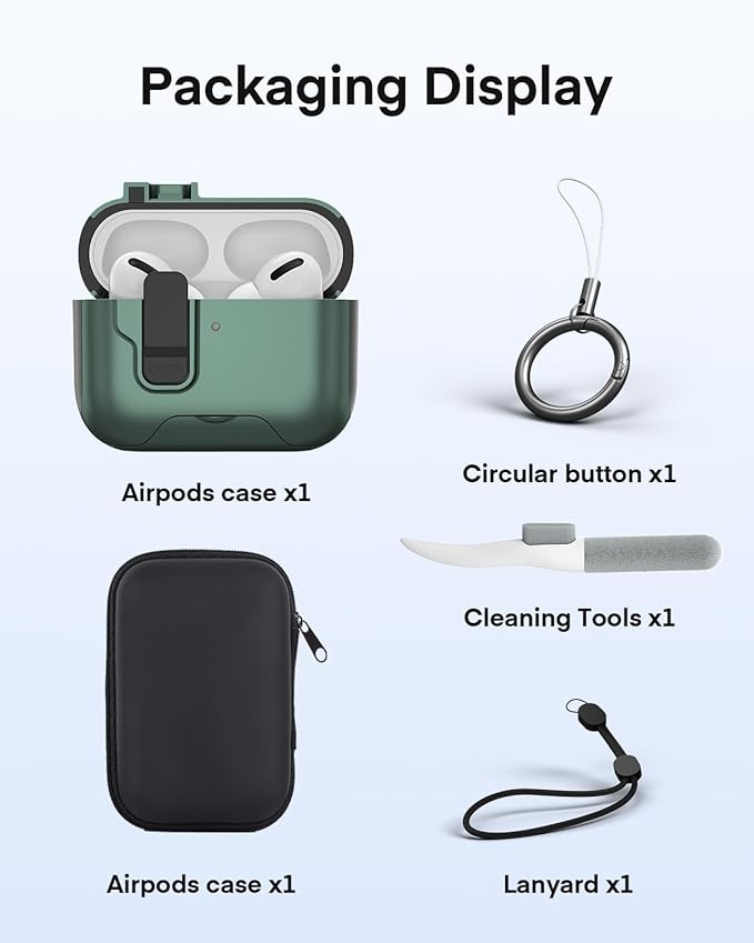 Maxjoy for AirPods Pro 3 Protective Case with Cleaning Kit, Military Hard Case with Lock Shock-Absorbing, Deep Blue