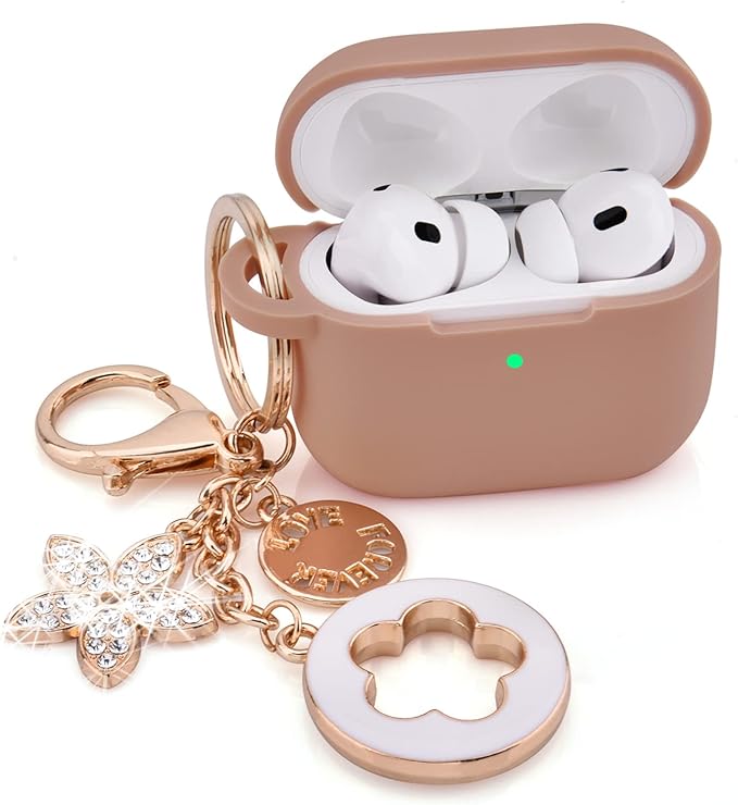 Case for Airpods Pro 1st 2nd Generation - VISOOM Airpods Pro 1/2 Cases Cover Women Silicone iPod Pro 2 Earbuds Wireless Charging Case Girl Bling Keychain for Apple Airpod Gen Pro 2