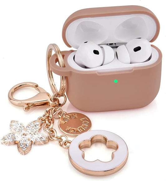 Case for Airpods Pro 1st 2nd Generation - VISOOM Airpods Pro 1/2 Cases Cover Women Silicone iPod Pro 2 Earbuds Wireless Charging Case Girl Bling Keychain for Apple Airpod Gen Pro 2