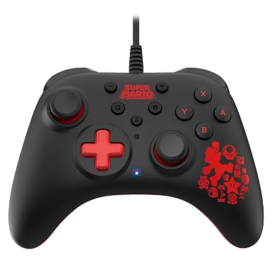 HORI Nintendo Switch HORIPAD Turbo (Mario) Ergonomic Wired Controller Pad - Offically Licensed by Nintendo